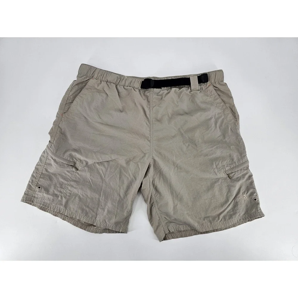 The North Face Men's Hiking Shorts XL Zipper Pockets Khaki Brown